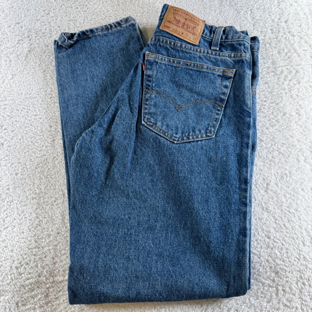 Vintage Levi's 550‎ Mens 33x31 Tag 31x32 Fit Blue Relaxed Tapered Jeans Made USA